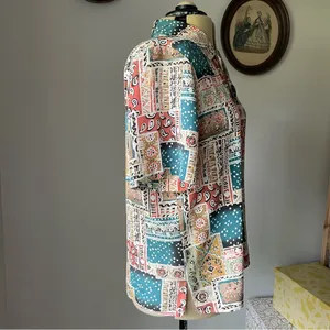 VINTAGE 1990s patchwork pattern button down blouse thumbnail 5