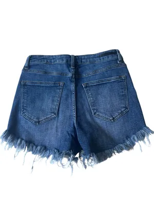 Risen High Rise Distressed Denim Shorts thumbnail 11