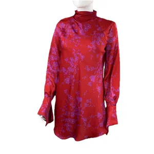 Free‎ People Aries Open Back Floral Long Sleeve Mini Dress Red XS thumbnail 6