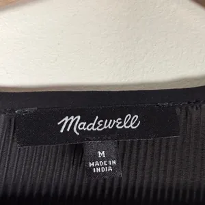 Madewell Pleated V-Neck Bell Sleeve Top Black Womens Medium Camisole‎ Lined goth thumbnail 8