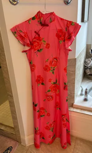 Boutique Pink Rose Cheongsam Dress thumbnail 1