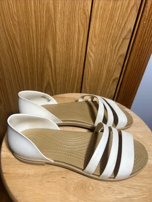 CROCS Women's White Triple-Strap Sandals thumbnail 4