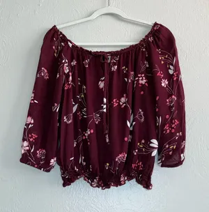 arizona maroon off the shoulder top thumbnail 1