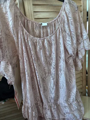 Pretty Good Dusty Pink Lace Peasant Blouse Large thumbnail 1