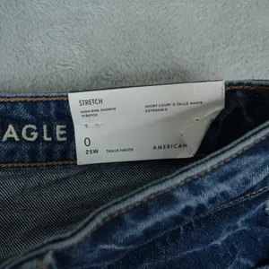 American Eagle Denim Shorts‎ 0 (28x2) High Rise Shortie Stretch Raw Hem Booty thumbnail 5