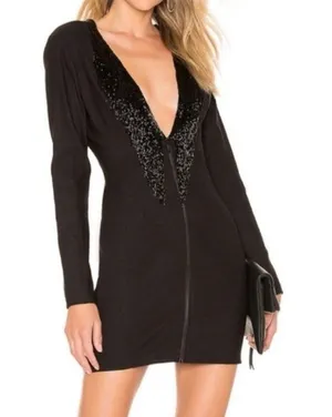 Revolve NBD x HAVEN mini dress black beaded fringe/tassle - Millie Size small‎ thumbnail 1