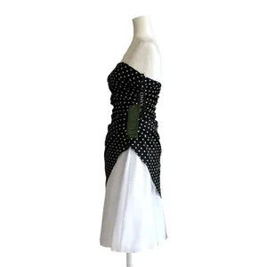 Onyx Nite Dress Black White Polka Dot Strapless Tulle Fit Flare Prom Size 3/4 thumbnail 6