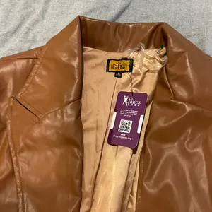 Tan Fringe leather trench Vest thumbnail 6