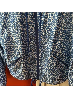 Adidas NEO Blue White Animal Print Wind Breaker Zipper Jacket thumbnail 7