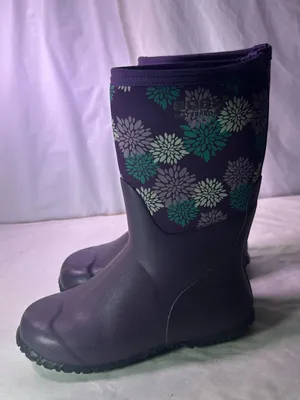 Bogs Purple Floral Waterproof Rain Boots with Teal Accents thumbnail 6