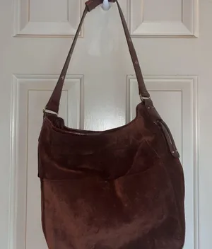 Mercedes Benz Rare Classic Brown Suede Leather Satchel Hand/Shoulder Bag thumbnail 2