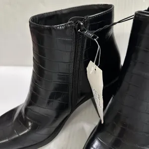 Time And Tru Boots Womens Size 8 Black Croc Ankle Zip Block Heel Square Toe NWT thumbnail 8