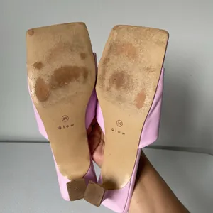 GLOW Leather Heels Square Toe Pink Purple Backless Slip On Women's Size 8 thumbnail 10