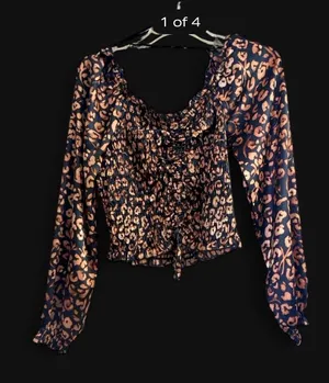 Cheetah print crop blouse silky thumbnail 1