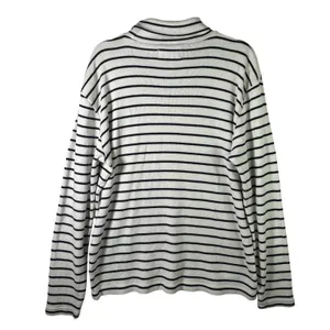 Polo Ralph Lauren Cotton Turtleneck‎ Sweater Womens Large Navy Ivory Stripe thumbnail 3
