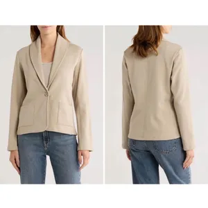 James Perse Shawl Collar Blazer Wmn 4 Taupe Minimalist French Terry‎ Casual Luxe thumbnail 2
