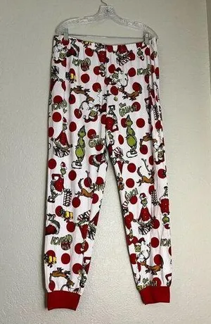 New Grinch Christmas Pajama Pants joggers XL thumbnail 1