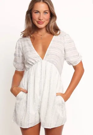 Petal & Pup Aisley Floral Deep V-Neck Short Romper thumbnail 1