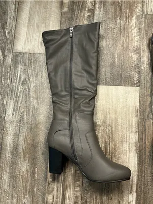 Journee Collection Tall Gray Knee-High Block Heel Boot Size 9 thumbnail 7