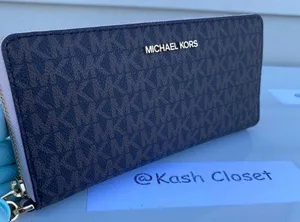 Michael Kors Powder BlushBrown Wristlet Travel Continental Large Wallet thumbnail 1