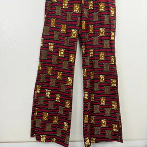 Ray Darten Pants Womens Small Multicolor Geometric African Wax Print High Waist thumbnail 3