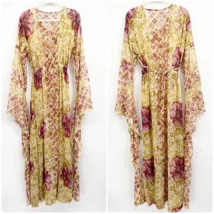 Womens Y2K Sheer Floral Boho Fairycore Ren Faire Ethereal Bell Sleeve Dress OS thumbnail 2