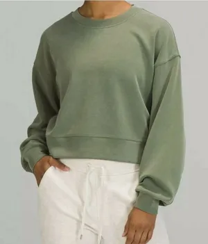 Lululemon Softstreme Perfectly Oversized Cropped Crew Sage Green Twill size 6 thumbnail 1