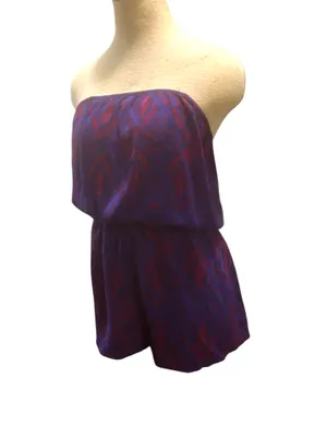 Purple and red sheer shorts strapless romper thumbnail 2