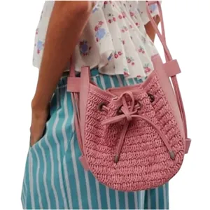 FREE‎ PEOPLE RAFFIA CABANA CROSSBODY VEGAN IN VINTAGE PINK Straw Shoulder Bag thumbnail 2