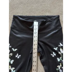 Alo Women's Yoga Goddess Leggings Black Ribbed Low Rise Butterfly Design Sz Xs thumbnail 8