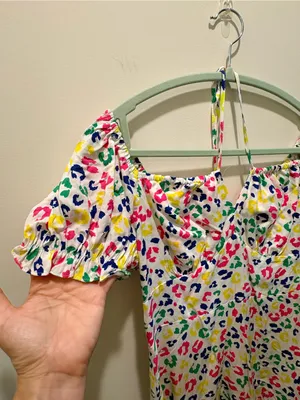 crown & ivy Yellow Multi-Color Puff Sleeve Mini Dress thumbnail 3