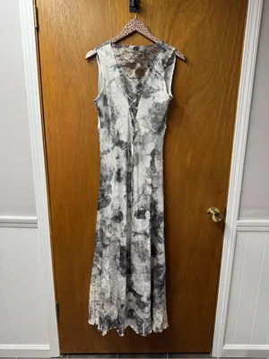 Komarov Lace-Up Back Charmeuse Sleeveless Maxi Dress Watercolor Floral Large thumbnail 15
