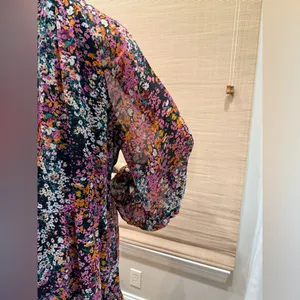 Vince Camuto Multicolor Floral Long Sheer Sleeve Dress thumbnail 4