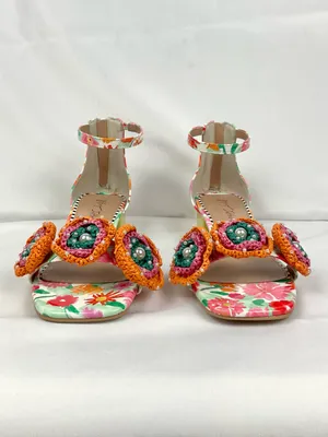 Betsey Johnson Brandee Sandals Crochet Flower Block Heel Sz 8.5 New thumbnail 8