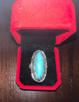 Gorgeous Silver Simulated Turquoise Ring Size 8 NWT thumbnail 1
