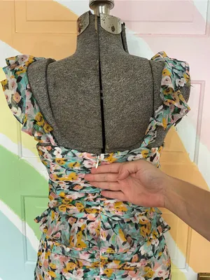Amur Elyse 100% Silk Chiffon Romantic Ruffle Floral Mini Dress Sz 4 🧡🎀 thumbnail 8