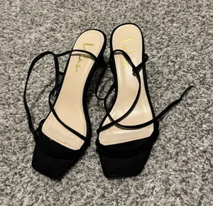 Lulus Strap Heels Suede Ankle Black thumbnail 1