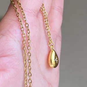 Handmade gold tone stainless oval beam necklace🌟 thumbnail 4