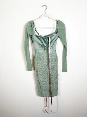 NWT House of CB Freyja Green Gathered Corset Dress XS thumbnail 8