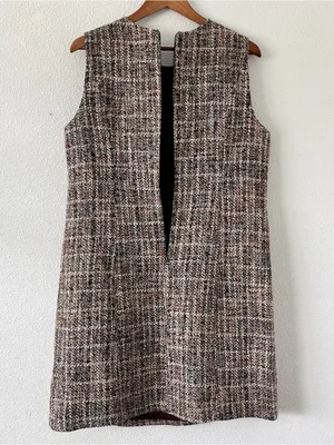 Gal Meets Glam Ramona Brown Tweed Check Sleeveless Mini Dress thumbnail 8