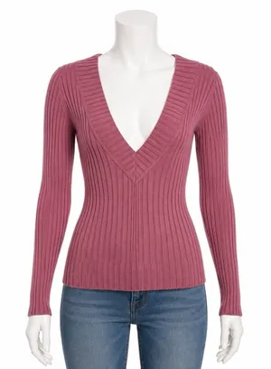 VTG‎ Y2K Its Our Time S Small Sweater Rib V-Neck Coquette Retro Preppy 90s Twee thumbnail 1