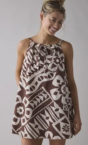 NWT BDG Eva Tie-Front Ruched Strap Trapse Mini Dress size medium relaxed fit thumbnail 1