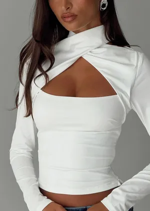 Princess Polly White Long Sleeve Top thumbnail 2