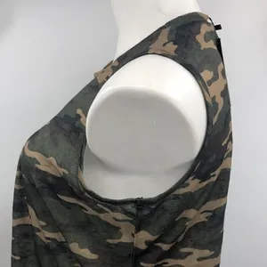 Lucky and Blessed sleeveless green camo hi lo tank thumbnail 4