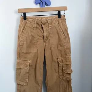 American Eagle 00 Baggy Joggers Cargo Skater Tan Streetwear Y2K Utility thumbnail 2