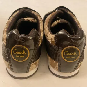 Coach Harmonie Signature Monogram Logo Sneakers Shoes Y2K Brown Tan Straps 6.5 thumbnail 6
