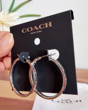 NWT Coach Medium Hoop Earrings‎ in Silver Tone thumbnail 1