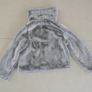 New H&M Woman's Plush Faux Fur Jacket in Gray Size S thumbnail 3