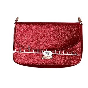 Jimmy‎ Choo Parfume Red Glitter Good Chain Clutch Shoulder Handbag COA thumbnail 6