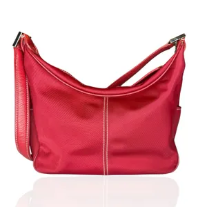 NWOT Fossil Shoulder Bag Red Nylon Multi Pocket‎ Key Charm Leather Strap thumbnail 3